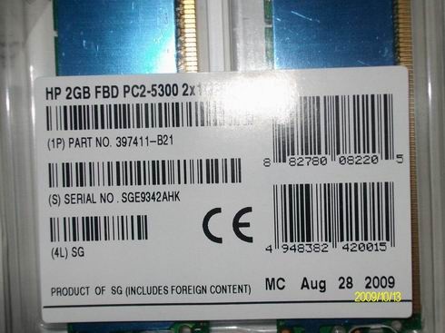 397413-B21	4GB    FBD PC2-5300 (2*2GB)